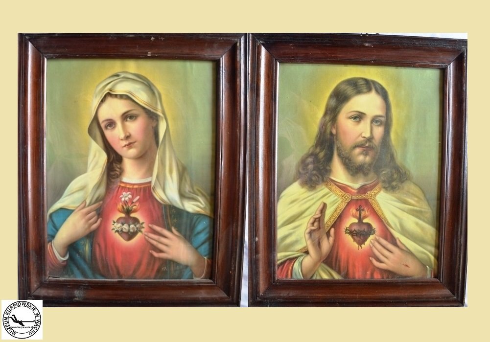 Najświętsze Serce Pana Jezusa i Gorejące (Nipokalane) Serce Maryi - oleodruki
